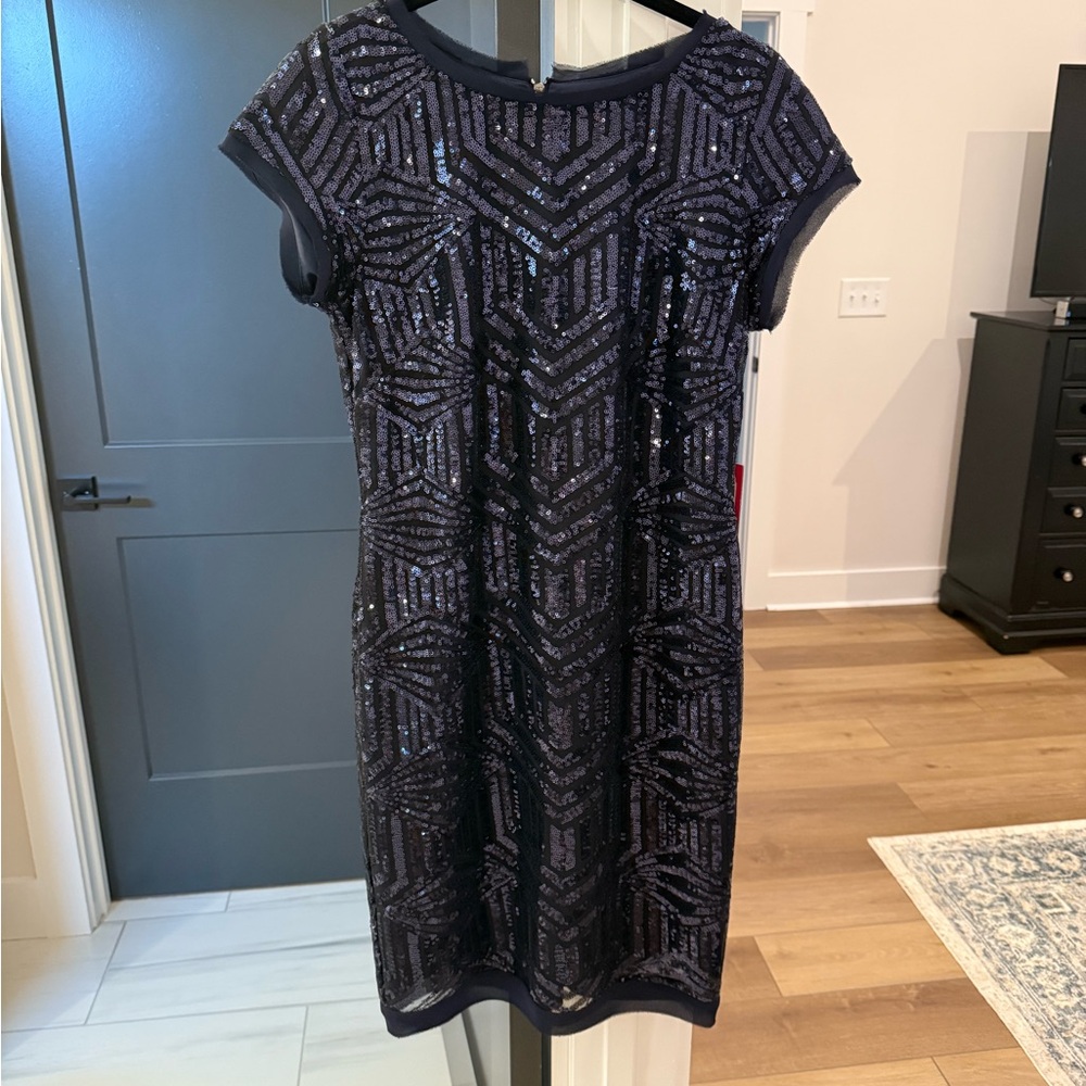 Vince Camuto Blue Sequin Sheath Mini Dress